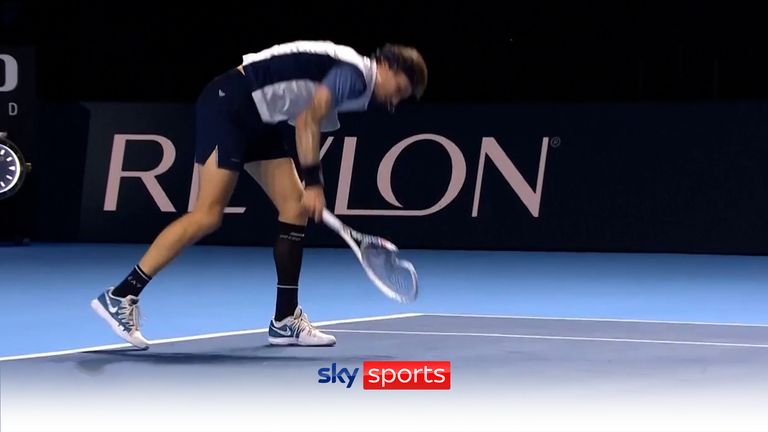 Bublik smashes his racket as he crashes in Basel