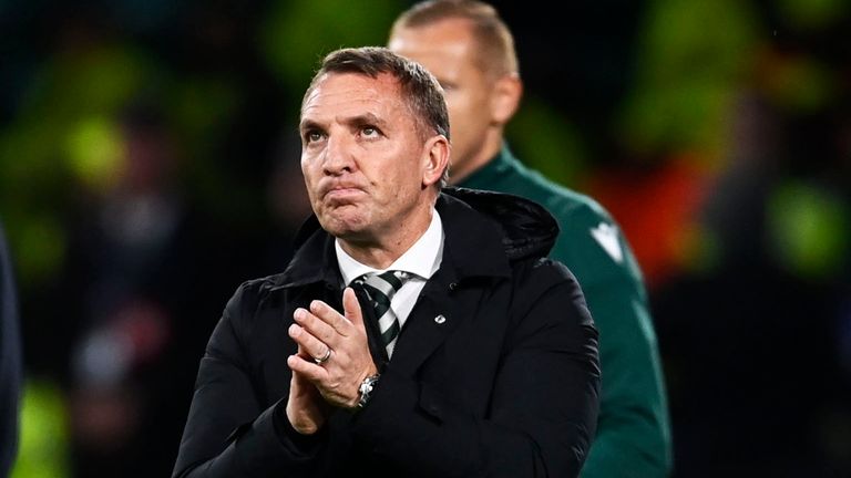 GLASGOW, SCOTLAND - OCTOBER 04: Celtic Manager Brendan Rodgers during a UEFA Champions League match between Celtic and Lazio at Celtic Park, on October 04, 2023, in Glasgow, Scotland. (Photo by Rob Casey / SNS Group)