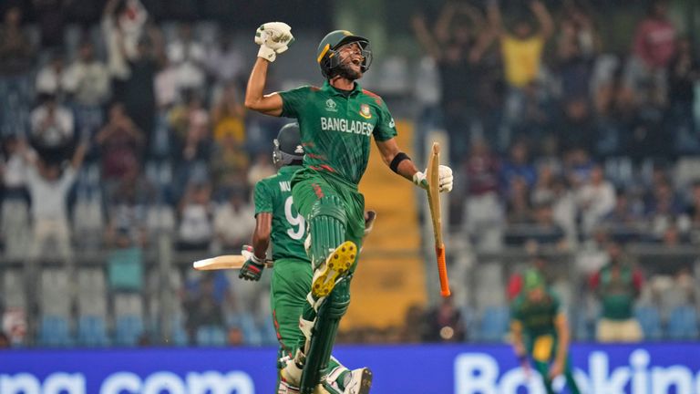 Bangladesh's Mahmudullah Riyad celebrates his third World Cup century