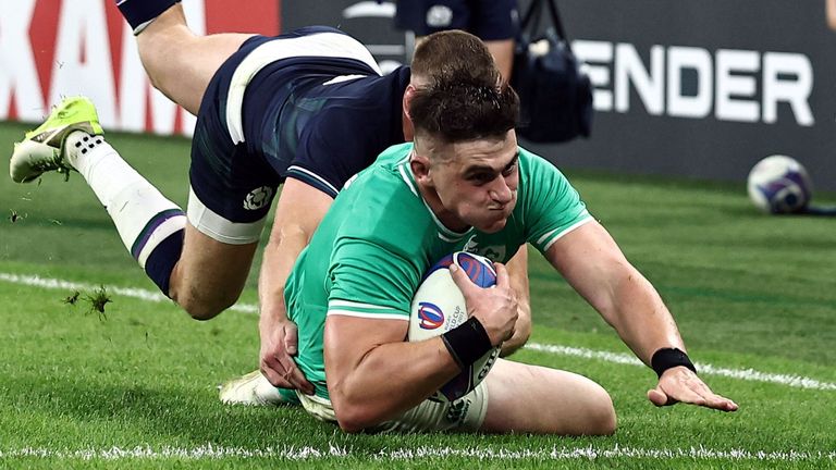 Dan Sheehan scored one of six Ireland tries as they blew Scotland away in Paris