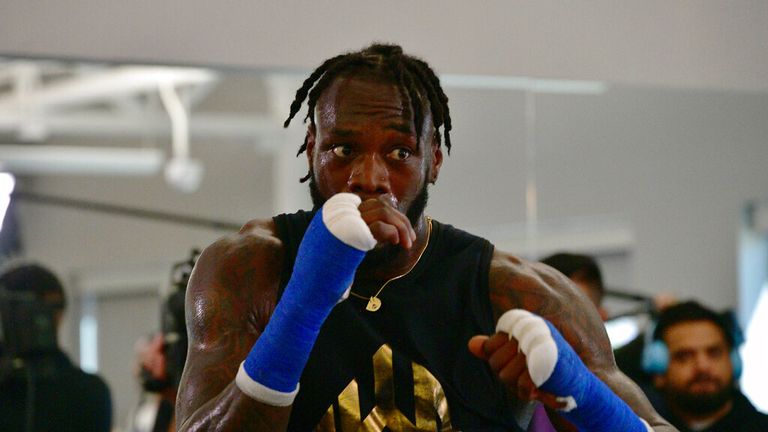 Deontay Wilder media day workout before his fight against Robert Helenius on October 15th at UFC Apex Gym in Las Vegas, Nevada, on September 22, 2022. Credit: DeeCee Carter/MediaPunch /IPX
