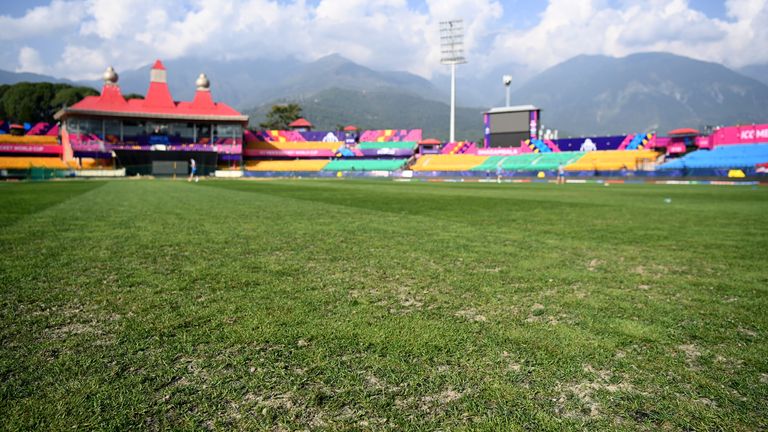This image of the outfield was taken during England's practice session in Dharamsala on Sunday