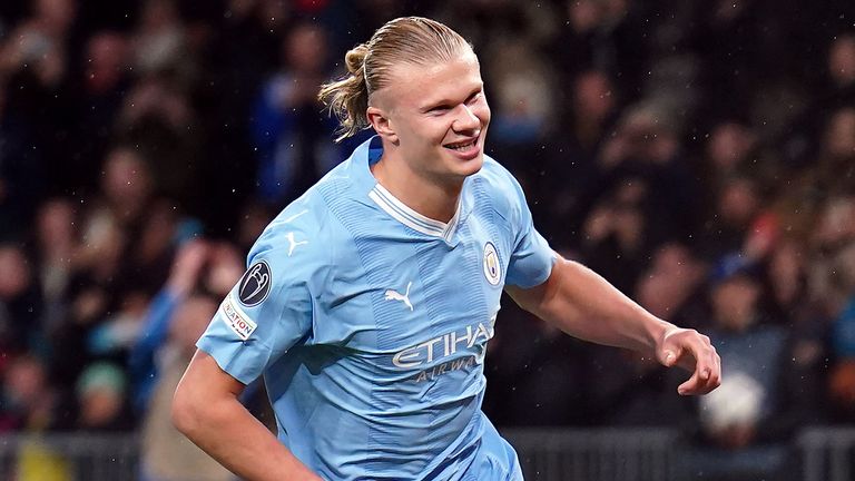 Manchester City's Erling Haaland celebrates his goal against Young Boys