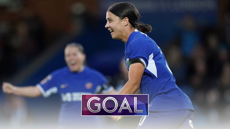 Sam Kerr opens the scoring for Chelsea against West Ham with a well-worked move, finished off with a wonderful header!
