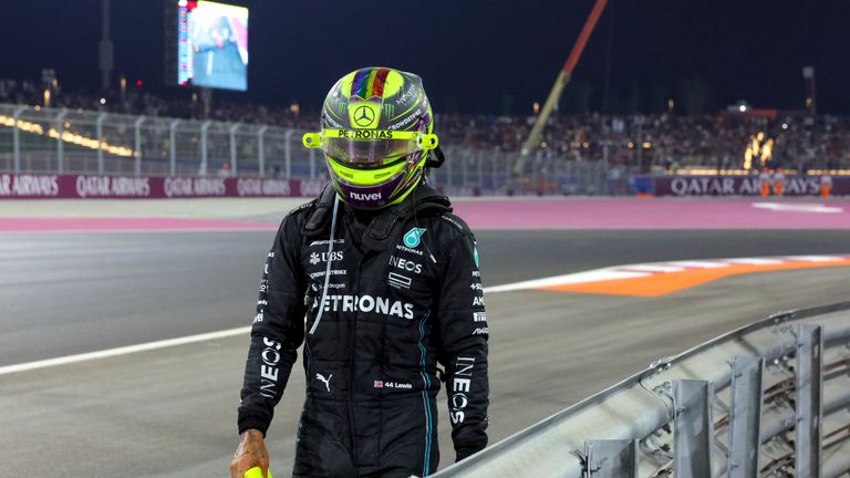 The FIA are &#39;revisiting&#39; this incident where Lewis Hamilton crossed the live track at the Qatar Grand Prix following his crash with George Russell.
