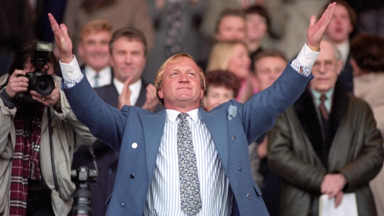 Francis Lee acknowledges the crowd at Maine Road during his time as Manchester City Chairman 