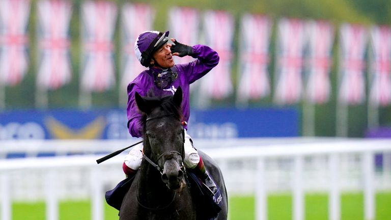 Frankie Dettori drinks in the noise from the Ascot crowd after victory on King Of Steel