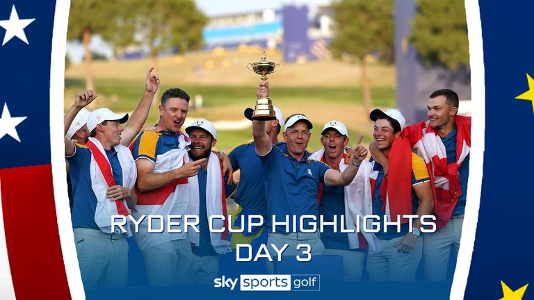 The best of the action from day three of the 2023 Ryder Cup at Marco Simone Golf & Country Club in Italy as Europe regained the trophy