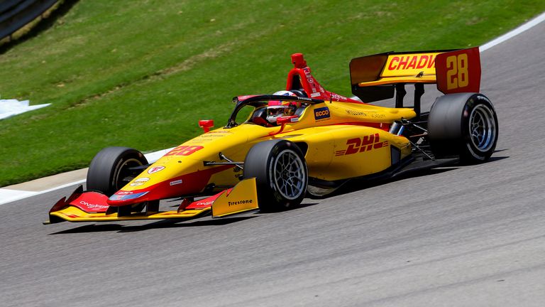 BIRMINGHAM, AL - APRIL 30: Jamie Chadwick (28) during the INDYNXT Series Children's of Alabama Indy Grand Prix on April 30, 2023 at Barber Motorsports Park in Birmingham, AL. (Photo by Chris McDill/Icon Sportswire) (Icon Sportswire via AP Images)