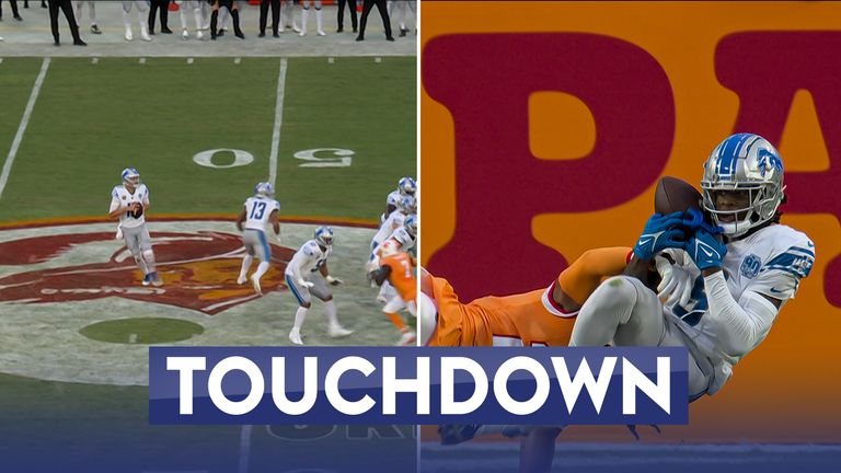 Jared Goff found Jameson Williams in the redzone from 45 yards out