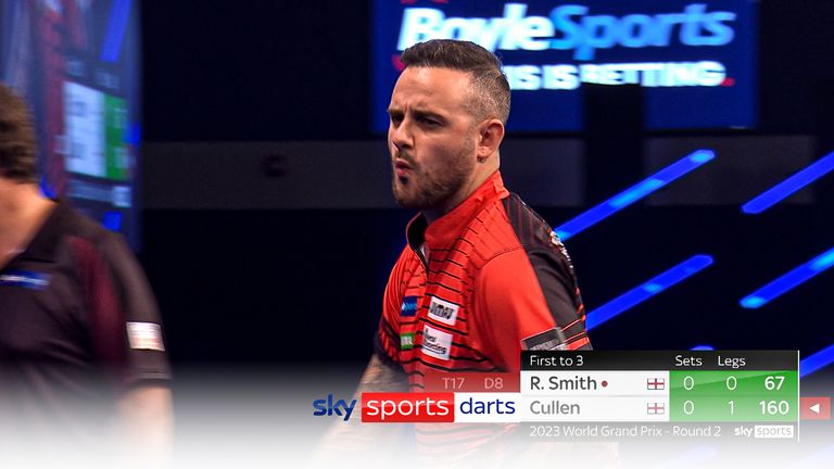 Joe Cullen celebrates hitting a 160 checkout