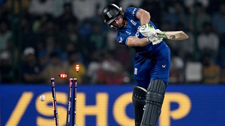 Jos Buttler was bowled for just nine as his team suffered a historic defeat to Afghanistan