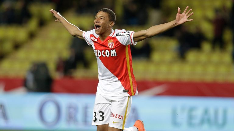 Mbappe scored 15 Ligue 1 goals as Monaco lifted the title in 2016/17, before he had even turned 19
