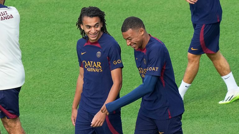 Ethan Mbappe (left) was called up to the PSG squad for the first time last month