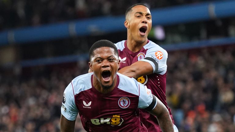 Leon Bailey and Youri Tielemans celebrate Aston Villa's fourth goal
