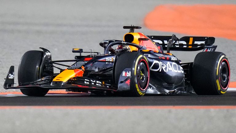 Red Bull driver Max Verstappen of the Netherlands steers his car during the Qatar Formula One Grand Prix auto race at the Lusail International Circuit, in Lusail, Qatar, Sunday, Oct. 8, 2023. (AP Photo/Darko Bandic)