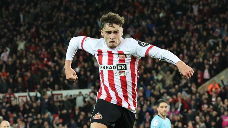 Niall Huggins netted a stunning opener in Sunderland's comfortable win over Watford