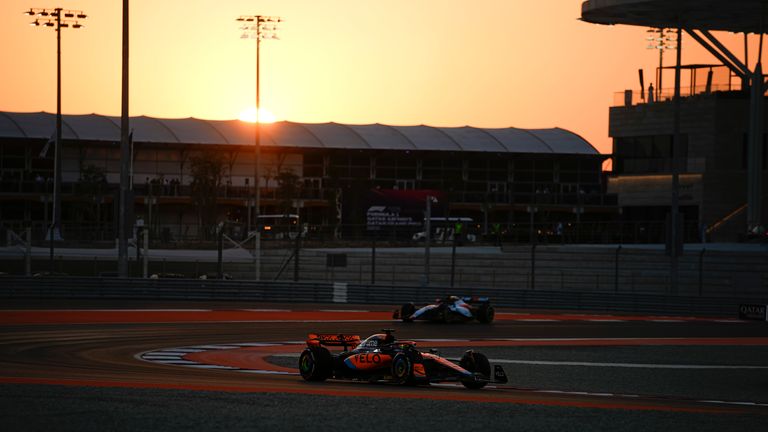 McLaren driver Oscar Piastri of Australia in action during the first practice session ahead of the Qatar Formula One Grand Prix at the Lusail International Circuit, in Lusail, Qatar, Friday, Oct. 6, 2023. (AP Photo/Ariel Schalit)