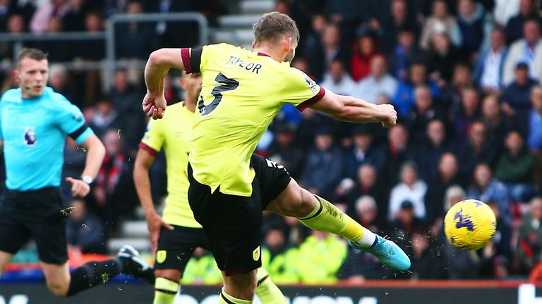 Charlie Taylor fires Burnley ahead at Bournemouth