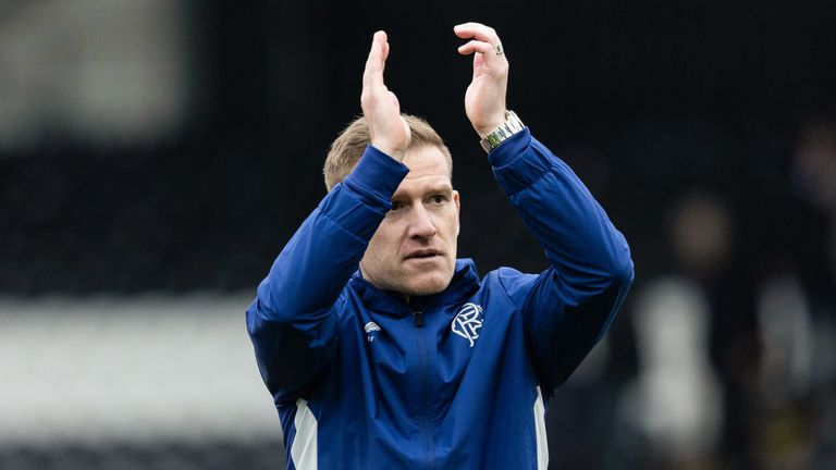 PAISLEY, SCOTLAND - OCTOBER 08: Rangers interim manager Steven Davis celebrates at full time during a cinch Premiership match between St Mirren and Rangers at the SMiSA Stadium, on October 08, 2023, in Paisley, Scotland. (Photo by Craig Foy / SNS Group)