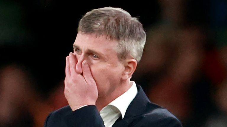 Republic of Ireland manager Stephen Kenny looks dejected during the UEFA Euro 2024 Qualifying Group B match at the Aviva Stadium, Dublin. Picture date: Friday October 13, 2023.