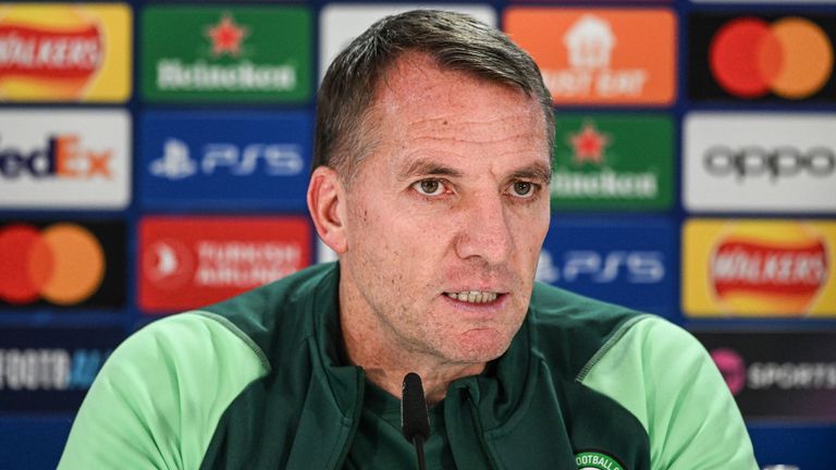 GLASGOW, SCOTLAND - OCTOBER 03: Celtic manager Brendan Rodgers during a Celtic press conference at Celtic Park, on October 03, 2023, in Glasgow, Scotland.  (Photo by Paul Devlin / SNS Group)