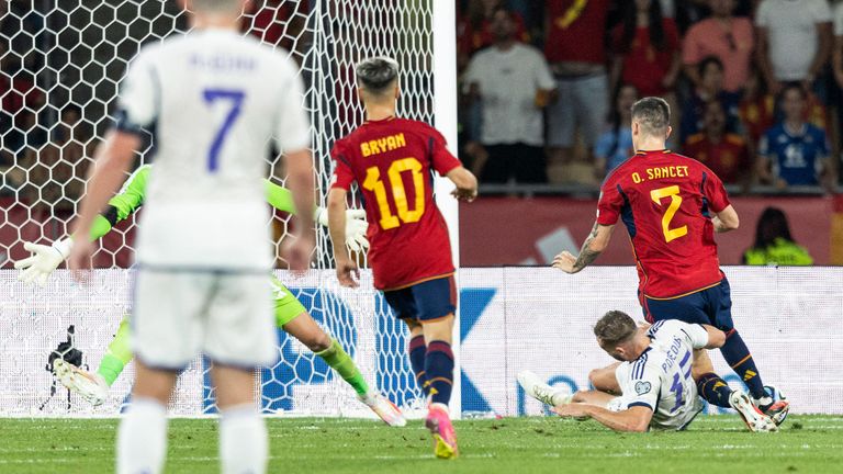 Ryan Porteous' own goal made it 2-0 Spain