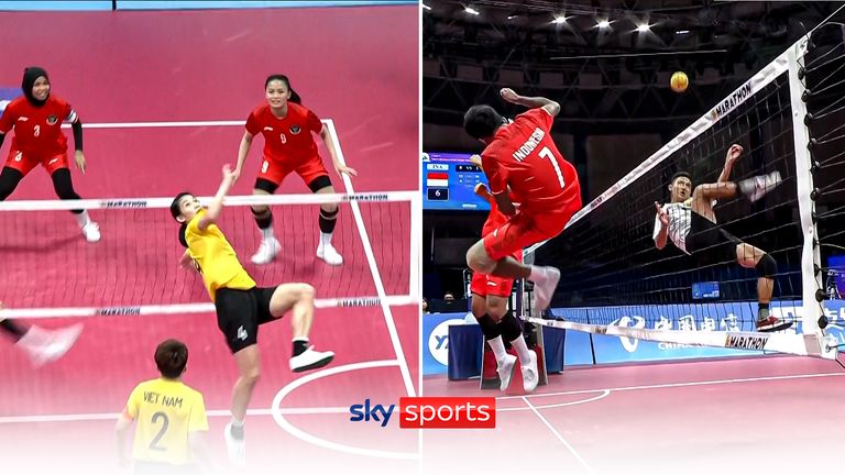 The sport of sepak takraw, played at the Asian Games