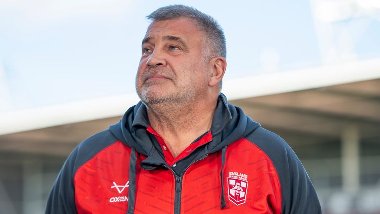 Picture by Allan McKenzie/SWpix.com - 22/10/2023 - Rugby League - International Test Series - England v Tonga - The Totally Wicked Stadium, St Helens, England - Shaun Wane is interviewed.