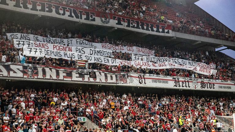 Standard Liege fans call out 777 during their side's 1-1 draw with RWDM