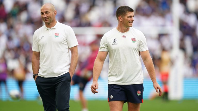 England head coach Steve Borthwick (left) and captain Owen Farrell before the Rugby World Cup 2023 quarter-final match at the Stade Velodrome in Marseille, France. Picture date: Sunday October 15, 2023.
