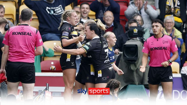 York Valkyrie's Tamzin Renouf  celebrates the opening try