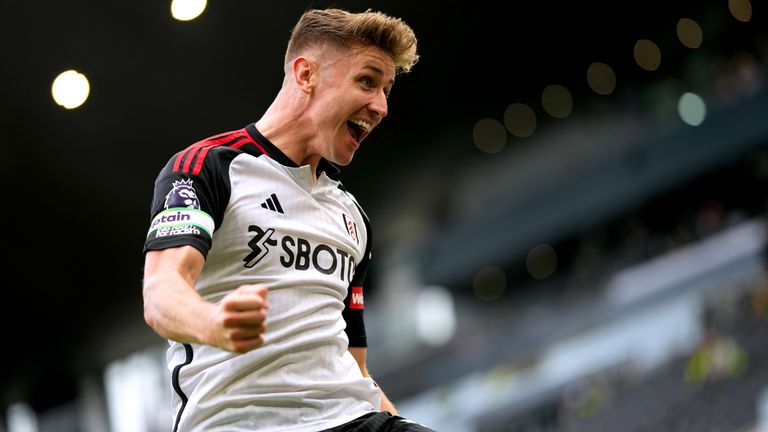 Fulham's Tom Cairney celebrates after Sheffield United goalkeeper Wes Foderingham scores an own goal