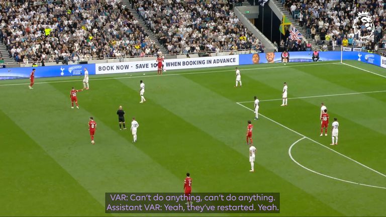 The VAR said he could not intervene after the mistake as the game had restarted