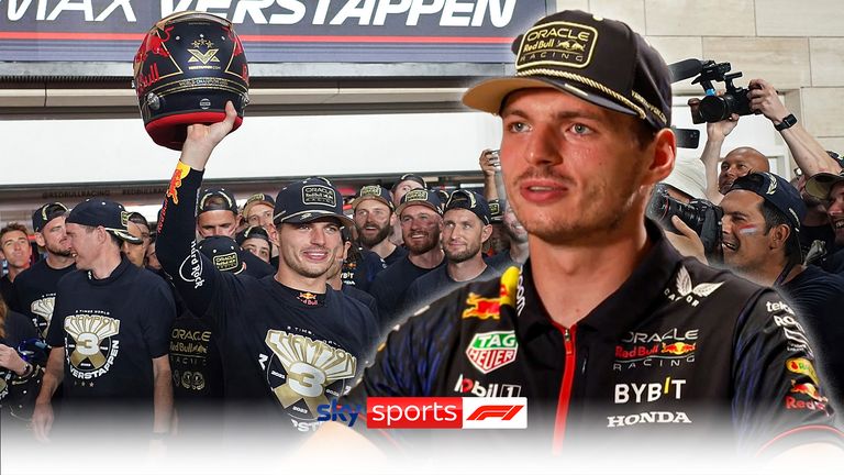 The Red Bull Team celebrates the third world championship title with Max Verstappen