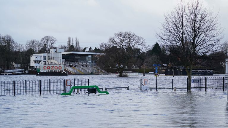 Worcester racecourse was flooded in January 2023
