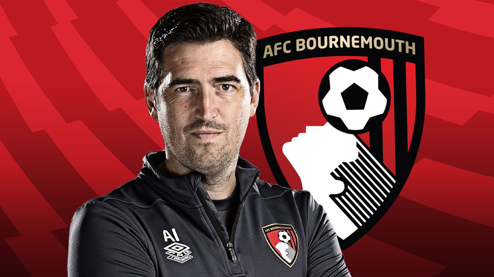  A headshot of Andoni Iraola, the manager of AFC Bournemouth, a professional association football club based in Kings Park, Boscombe, Bournemouth, Dorset, England.