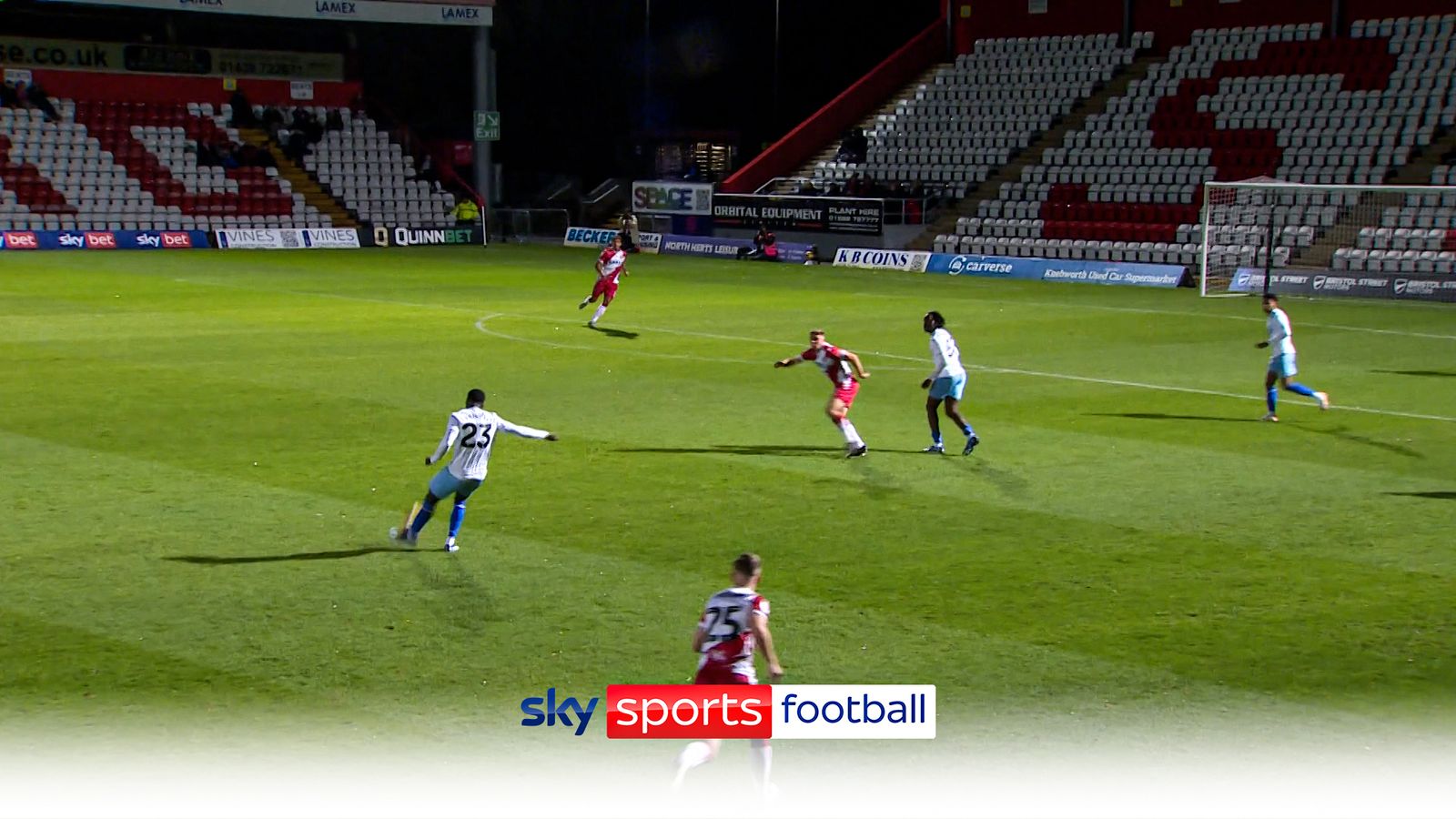 Malcolm Ebiowei catches out Stevenage 'keeper from 40 yards Football