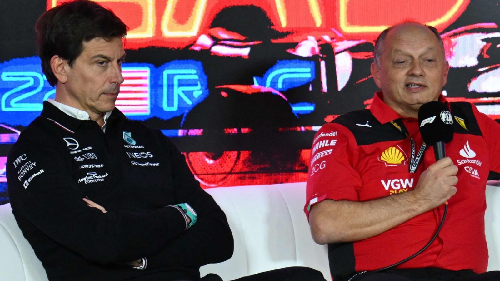 Mercedes chief Toto Wolff and Ferrari boss Fred Vasseur given formal warnings for ‘unacceptable’ language in Las Vegas