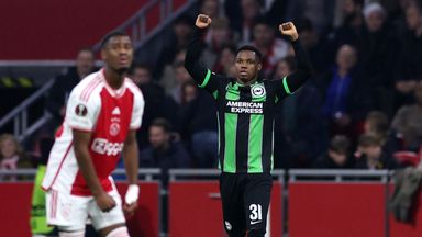 Ansu Fati celebrates Brighton's victory at Ajax
