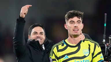 Mikel Arteta dragged Kai Havertz over to the Arsenal fans to take in their adulation following his winning goal in their 1-0 victory at Brentford