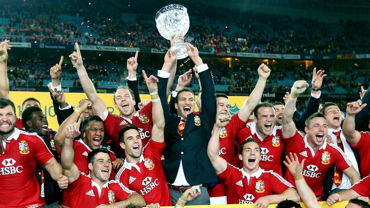 Captain Sam Warburton leads the celebrations as the Lions celebrate their series win over Australia