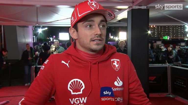 Leclerc gives his reaction to securing pole position for the Las Vegas GP following an eventful qualifying session