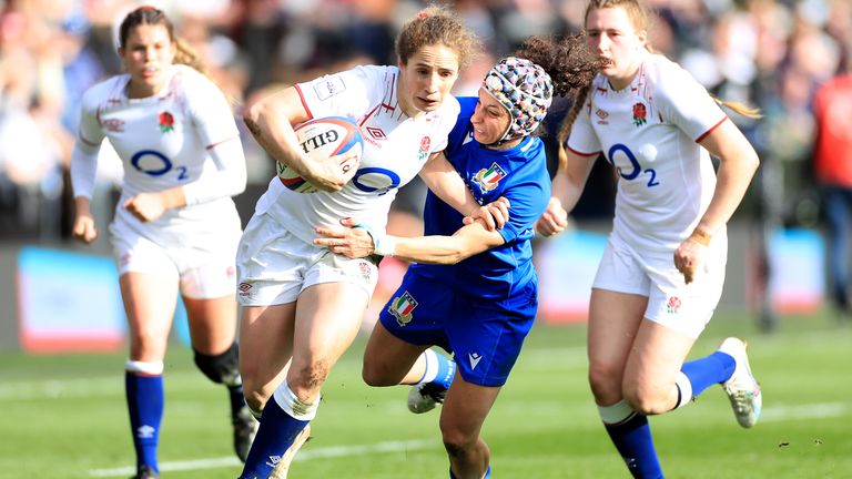 Abby Dow scored four tries in England's 68-5 victory over Italy in the 2023 Six Nations 