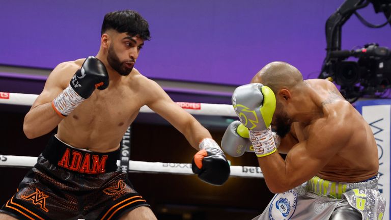 BEN SHALOM BOXXER WOLVES AT THE DOOR FIGHT NIGHT.18/11/2023 THE HALLS, WOLVERHAMTON.PIC LAWRENCE LUSTIG/BOXXER.(PICS FREE FOR EDITORIAL USE ONLY).EBU EUROPEAN SUPER LIGHTWEIGHT CHAMPIONSHIP.FRANCK PETITJEAN v ADAM AZIM