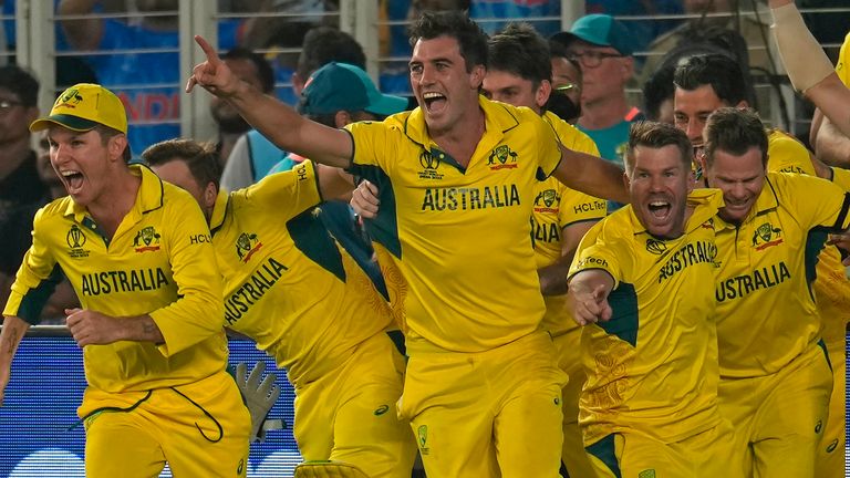 Australia celebrate winning Cricket World Cup (Associated Press)
