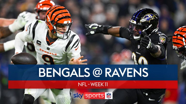 Highlights of the Cincinnati Bengals against the Baltimore Ravens from Week 11 of the NFL.