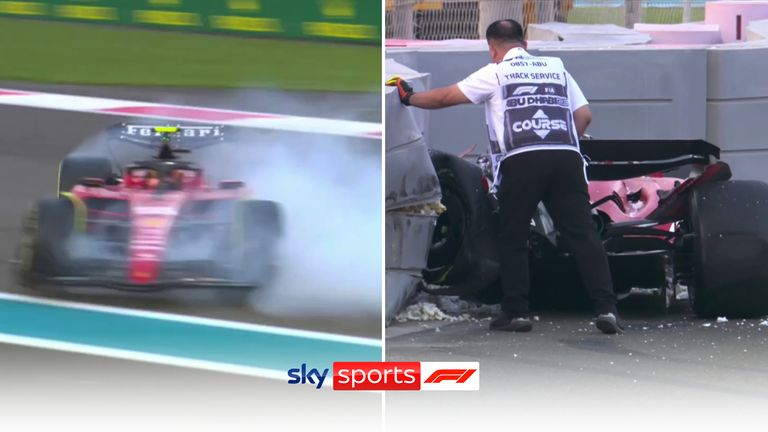 Carlos Sainz crashes during practice ahead of Abu Dhabi GP