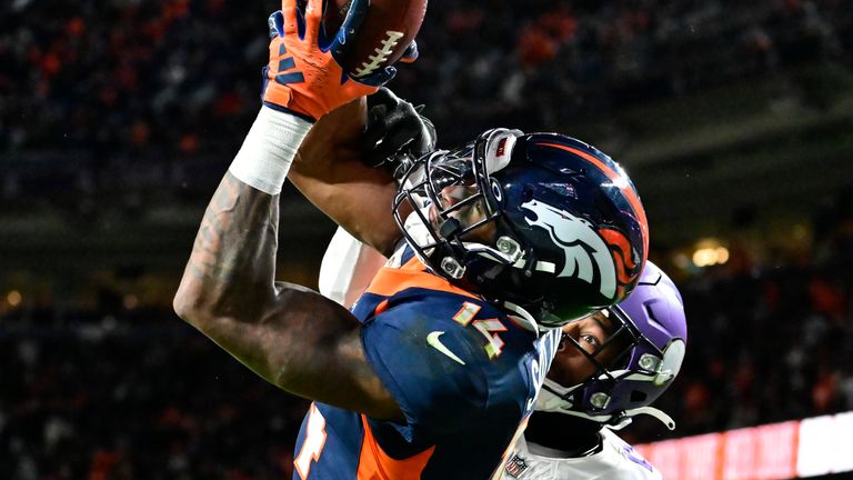 Denver Broncos wide receiver Courtland Sutton claimed the game-winning touchdown late in the fourth quarter