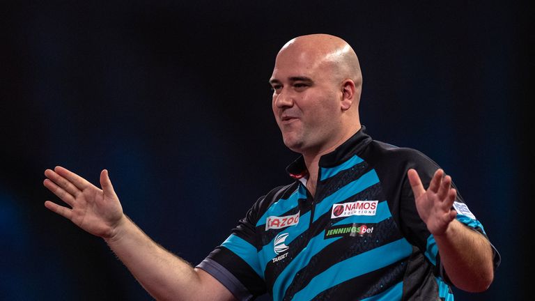 Rob Cross reacting during day twelve of the Cazoo World Darts Championship at Alexandra Palace, London. Picture date: Thursday December 29, 2022.